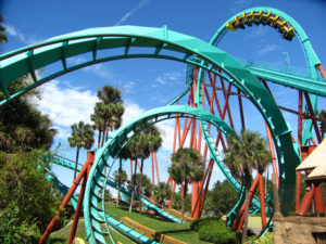 Large spiraling roller coaster